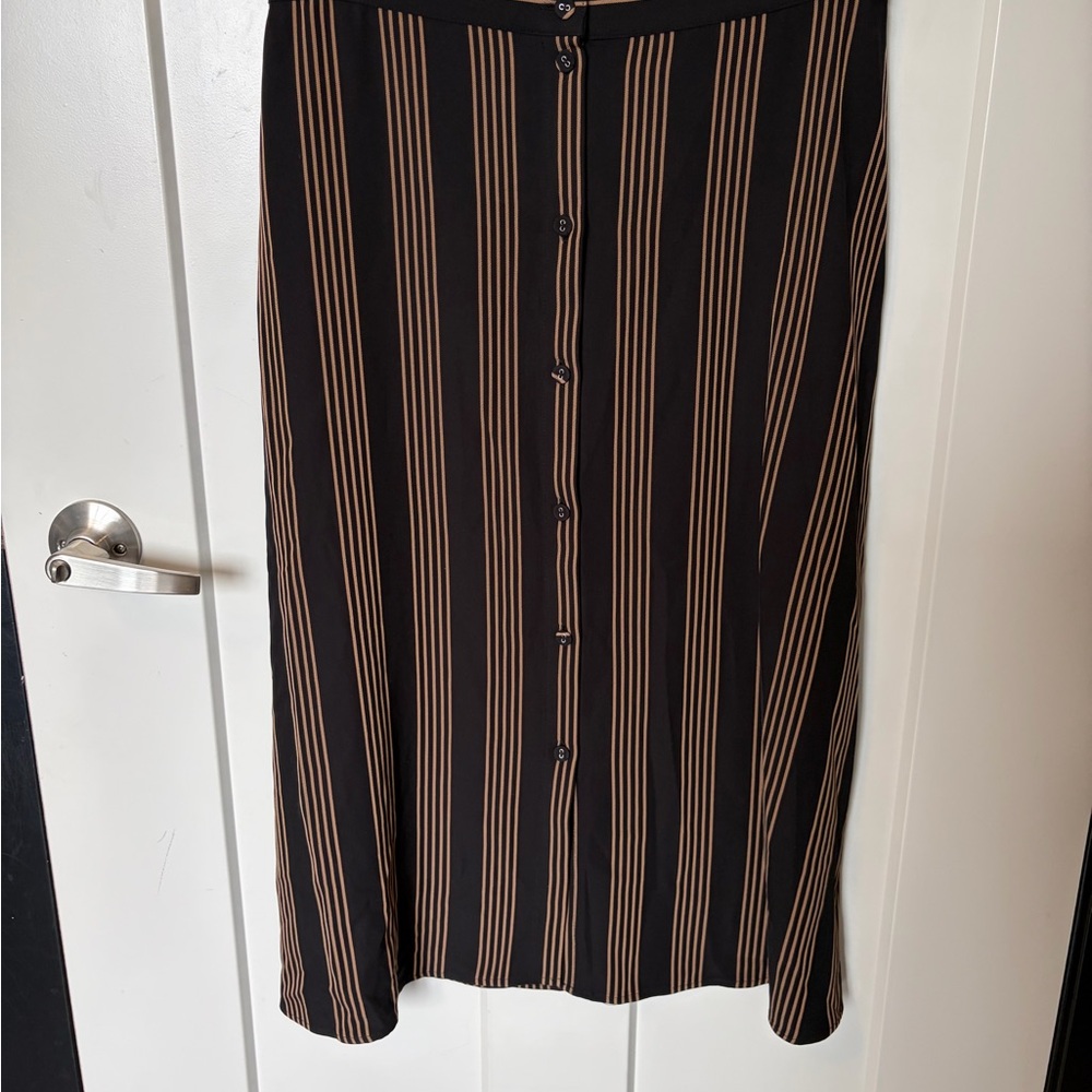 H&M Black and Brown Striped Midi Skirt